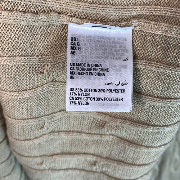 Club Room Light Tan  Quarter Zip Cotton Blend Cable Knit Sweater Men’s L NWT - Picture 5 of 7